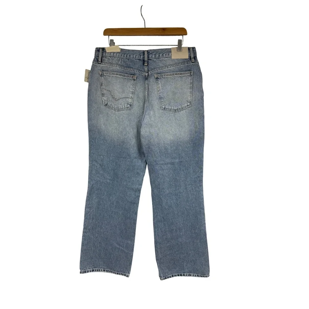Free People We The Free Holly High Rise Bootcut Jeans Distressed Blue 33 NEW